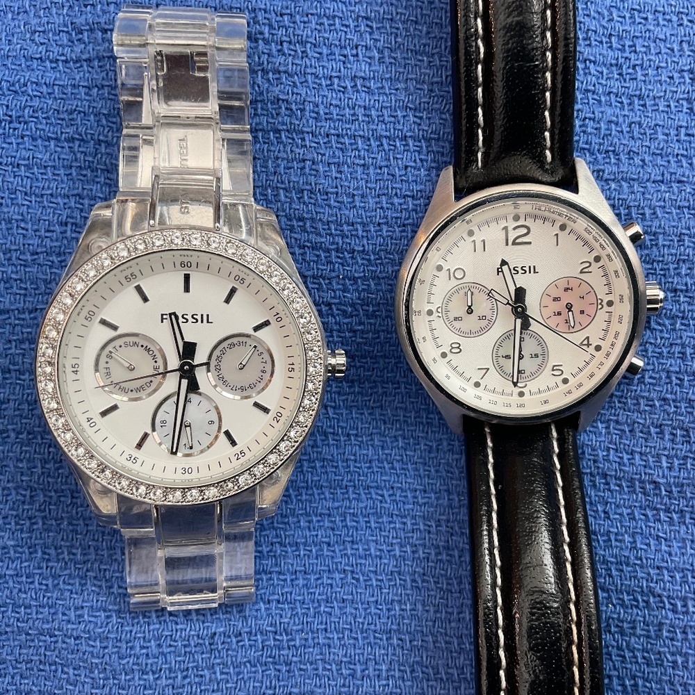 Two Fossil Chronograph Watch Lot